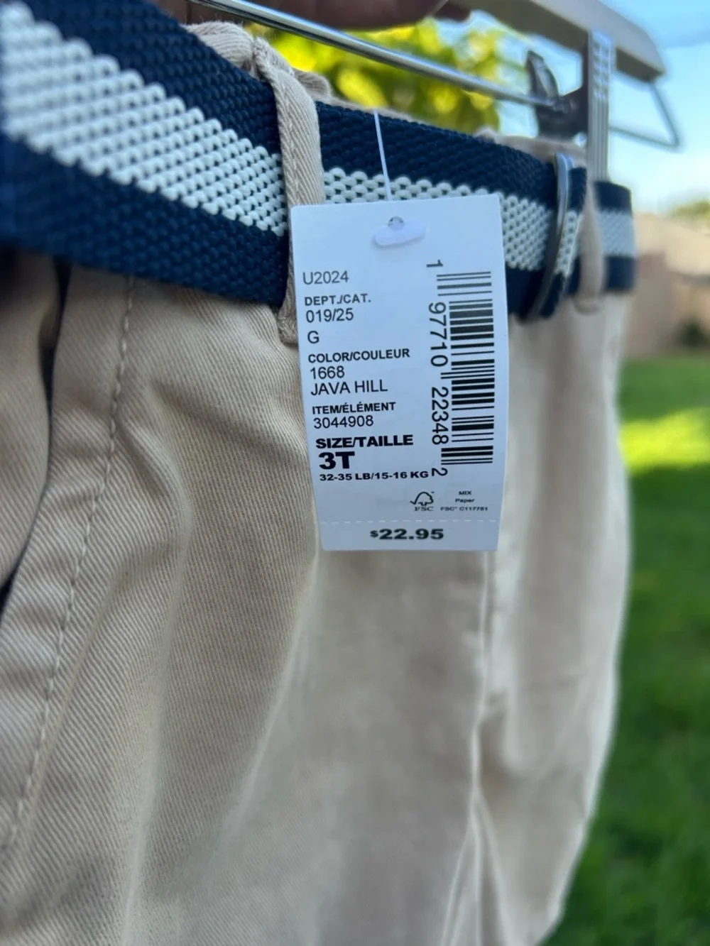 The Children's Place Khaki Shorts with Navy & White Belt